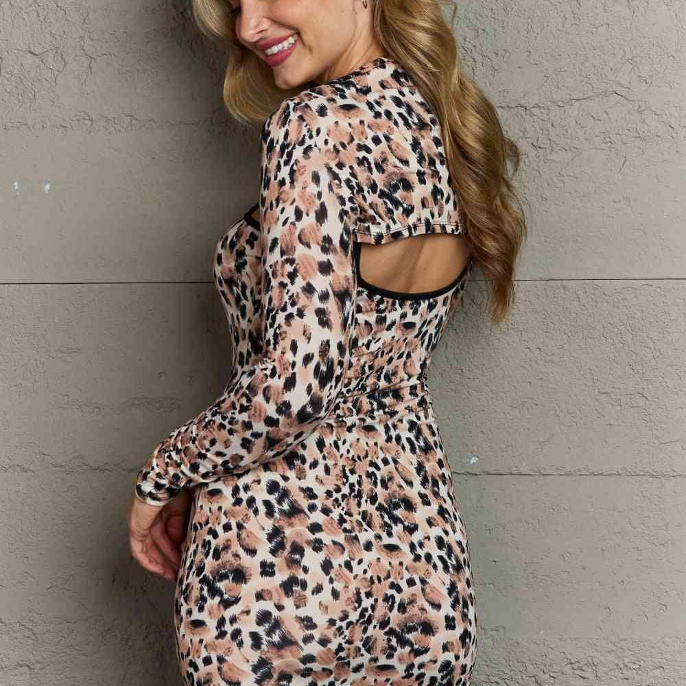 Women's Dresses Leopard Bodycon Cutout Mini Dress