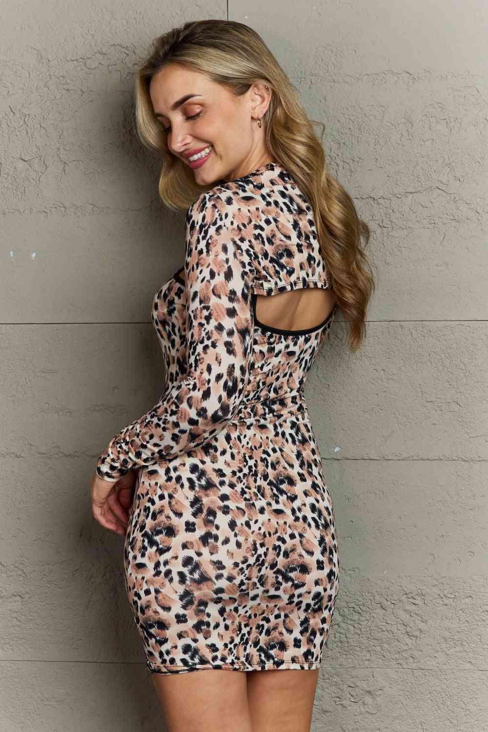 Women's Dresses Leopard Bodycon Cutout Mini Dress