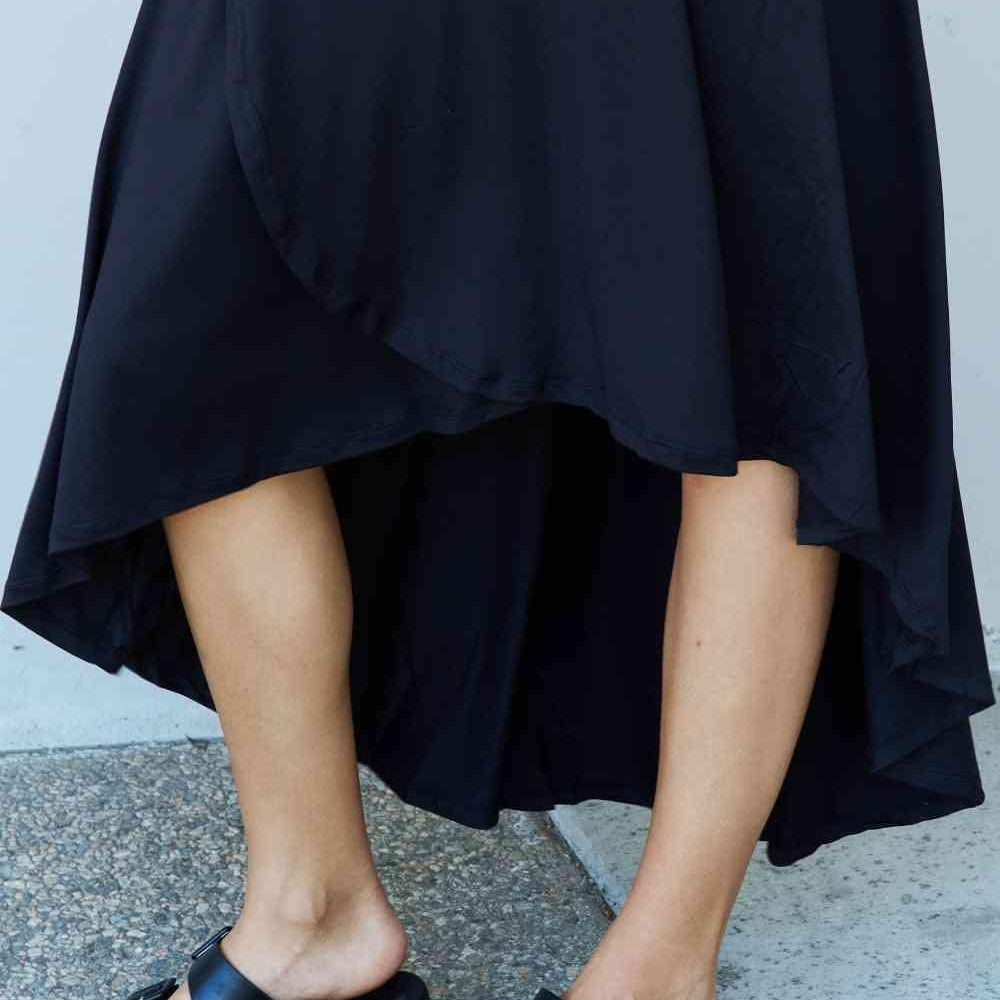 Women's Skirts High Waisted Flare Black Maxi Skirt