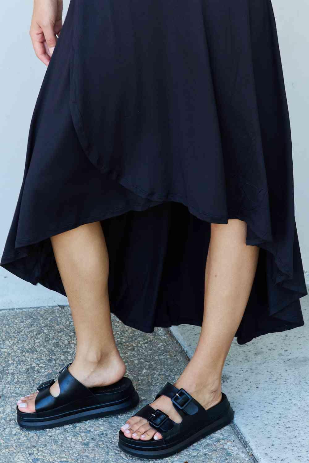 Women's Skirts High Waisted Flare Black Maxi Skirt