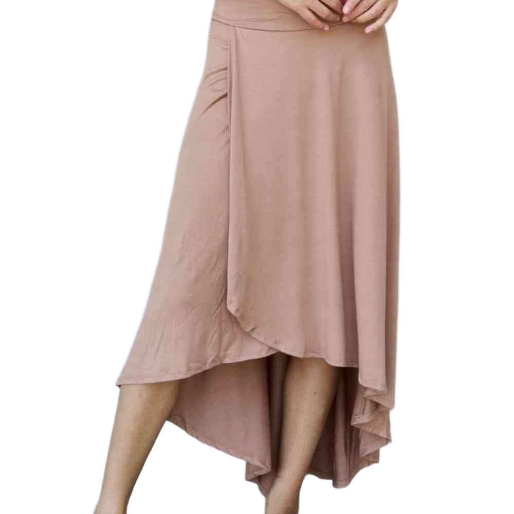 Women's Skirts High Waisted Flare Brown Maxi Skirt