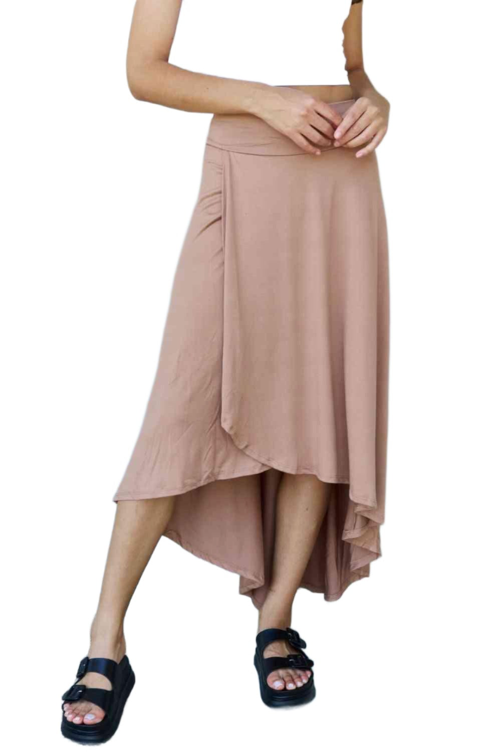 Women's Skirts High Waisted Flare Brown Maxi Skirt