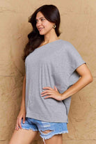 Women's Shirts Gray One Shoulder Loose Top