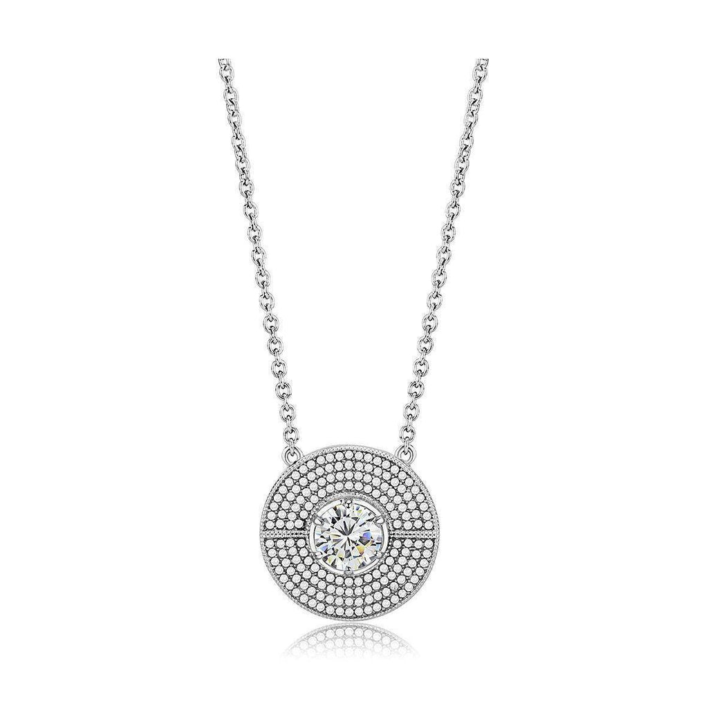 Elegant no plating hypoallergenic jewelry for women featuring a sparkling center stone in a round pendant