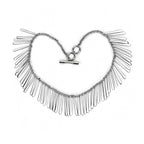 No plating stainless steel choker necklace with unique bar design and secure toggle closure