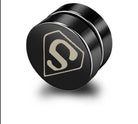 Black non-pierced earrings studs with a Superman logo for stylish men's jewelry