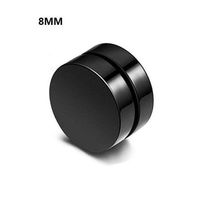 Sleek black non-pierced earrings studs in 8MM size for a stylish look without piercings