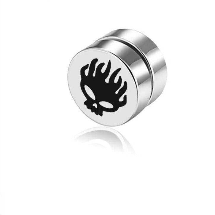 VacationGrabs non-pierced earrings studs with black skull design for stylish men's jewelry