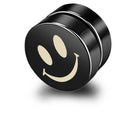 VacationGrabs non-pierced earrings studs with a smiling face design in black and cream color