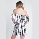 Ivory Felix off shoulder short set featuring a stylish striped pattern and comfortable fit