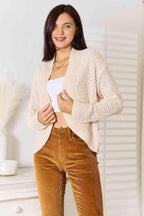 Trendsi Women's Open Front Cardigan for Travel in Soft Beige, Perfect for Styling with Casual Outfits