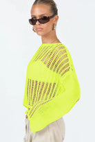 Women's Shirts Openwork Boat Neck Long Sleeve Cover Up
