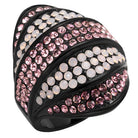 Elegant black ring adorned with pale pink crystal rings for a fashionable touch