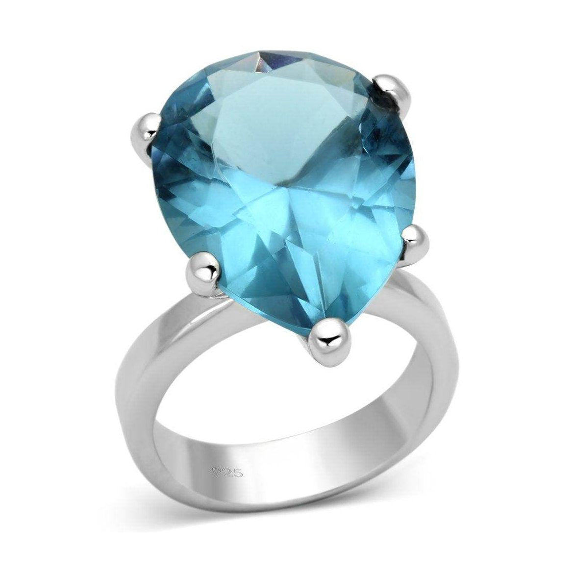 Stunning pear cut statement ring for women featuring a large blue gemstone setting
