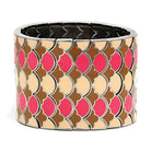 VacationGrabs pink and brown stretch bracelet featuring a decorative pattern and comfortable fit