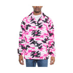 Men's pink camo coach jacket by VacationGrabs with a vibrant camouflage design