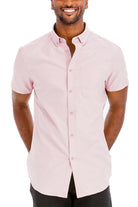 Men's Shirts Pink Signature Short Sleeve Button Down Shirt