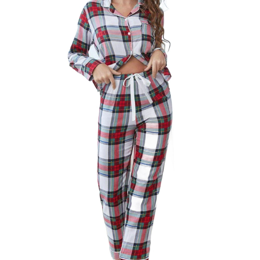 Women's Sleepwear/Loungewear Plaid Top and Pants Set