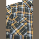 VacationGrabs Men's Flannel Plaid Shirt in Black and Orange for a stylish vacation style