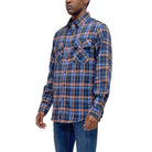 Men's VacationGrabs Plaid Shirt Vacation Style in Blue and Orange Checkered Design