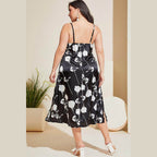 Plus size floral lace nightgown with adjustable straps and elegant design, perfect for sleepwear