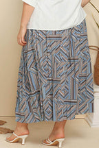 Trendsi plus size geometric skirt in blue with a stylish patterned design suitable for casual wear