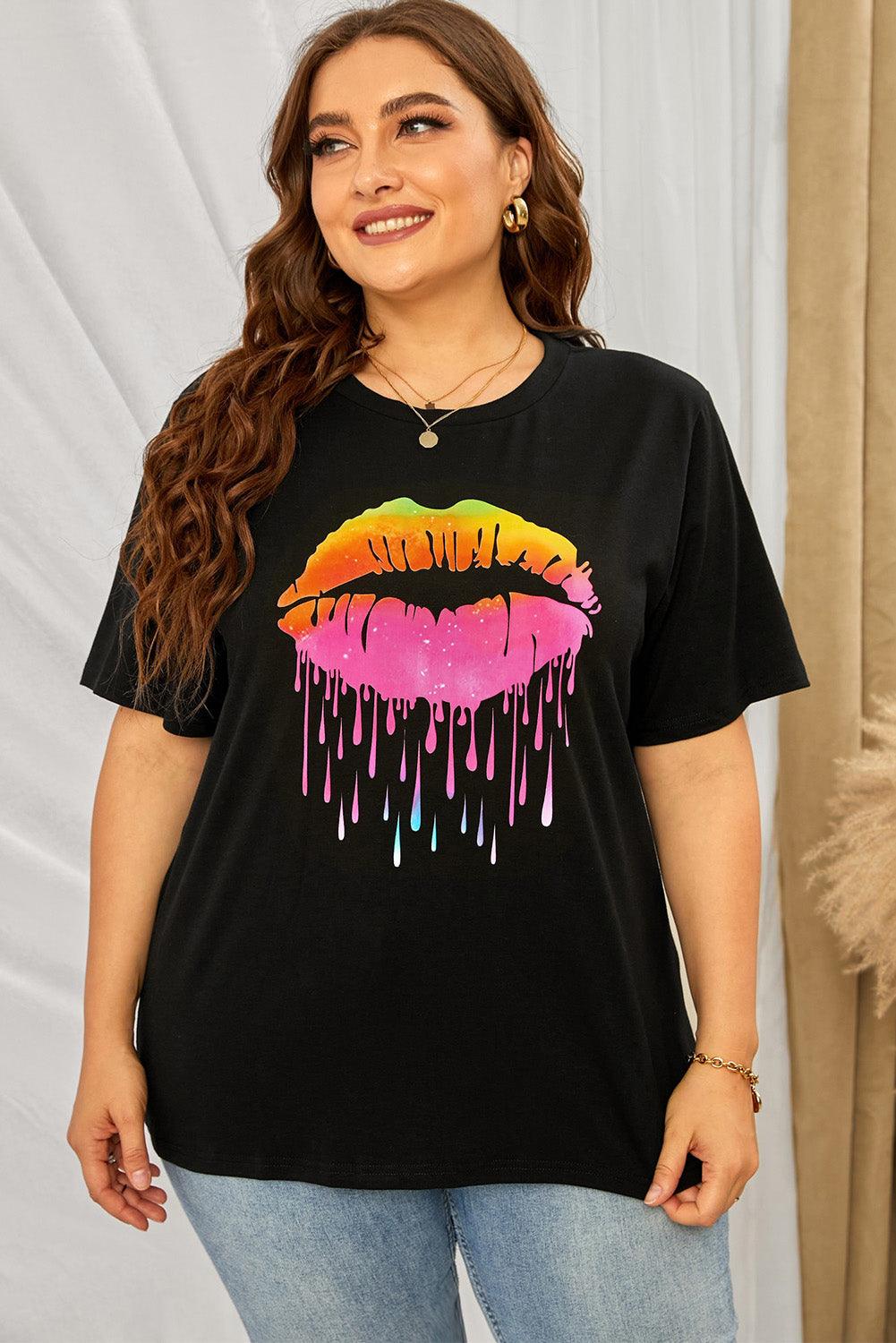 Women's Shirts - Plus Plus Hot Lips Graphic T-Shirt