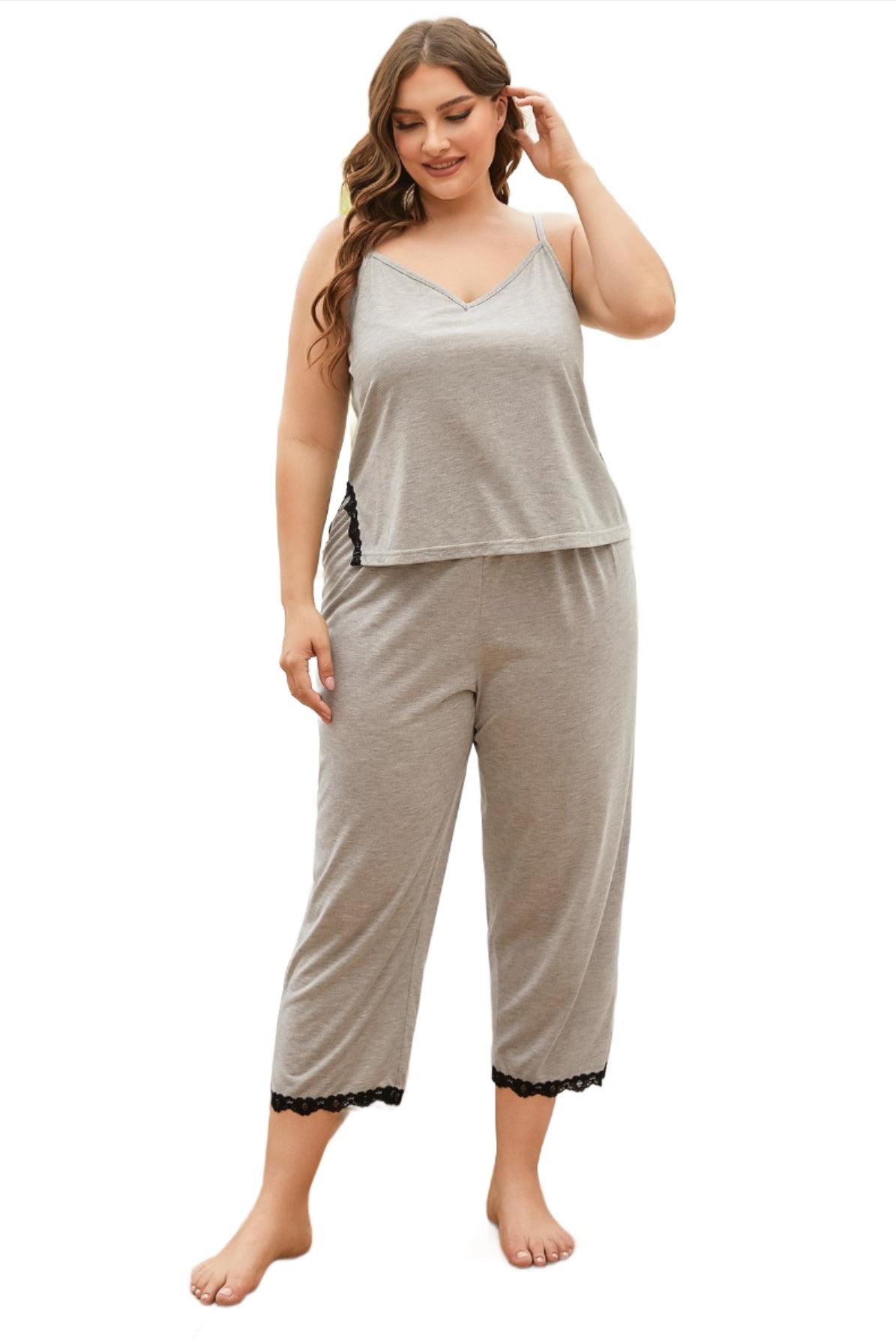 Women's Sleepwear/Loungewear Plus Lace Cami Pajama Set