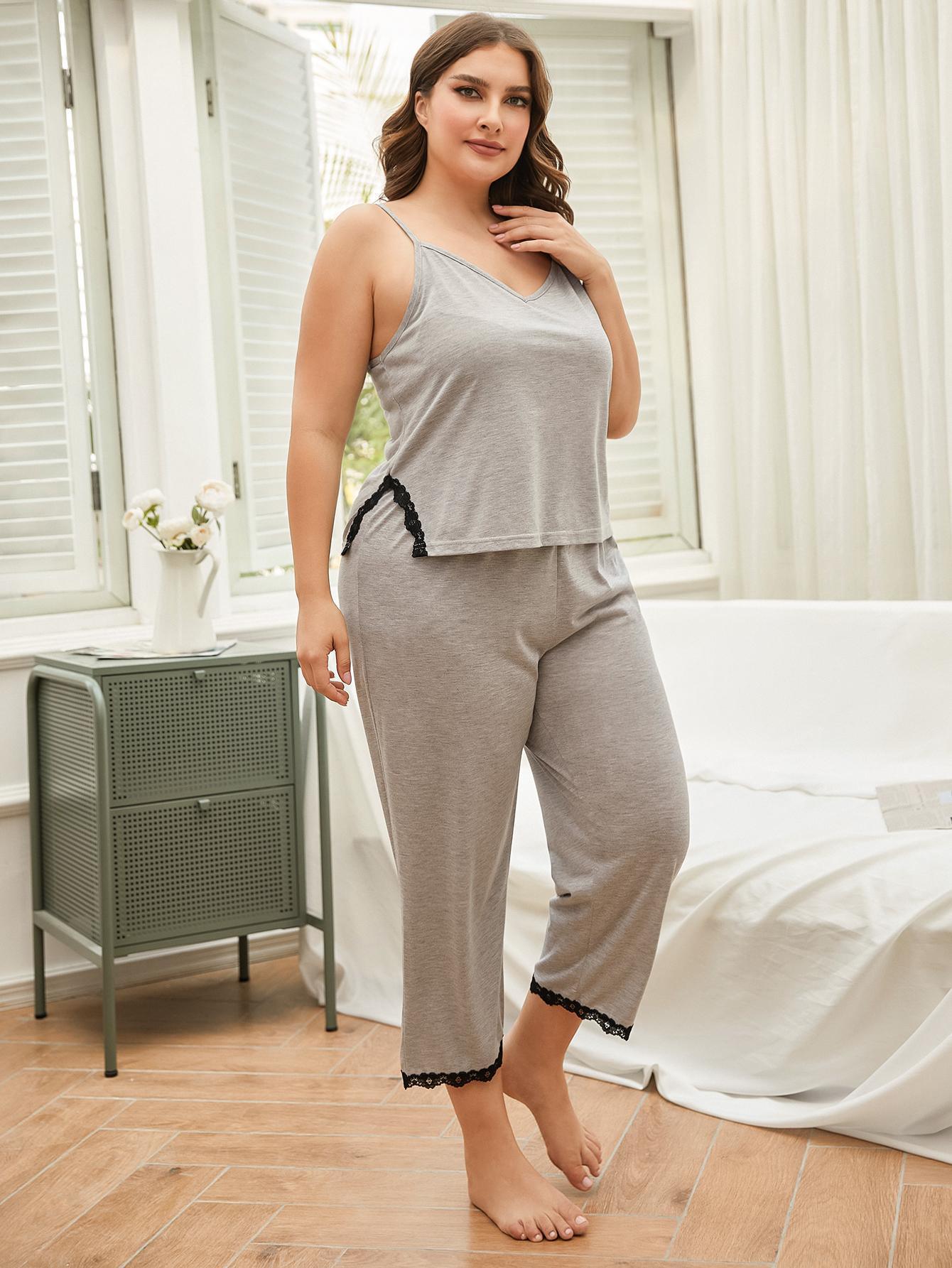Women's Sleepwear/Loungewear Plus Lace Cami Pajama Set