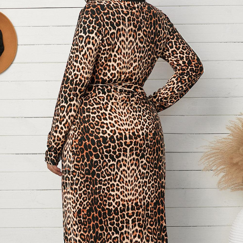 Women's Dresses Plus Leopard Belted Wrap Dress 5x