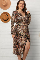 Women's Dresses Plus Leopard Belted Wrap Dress 5x