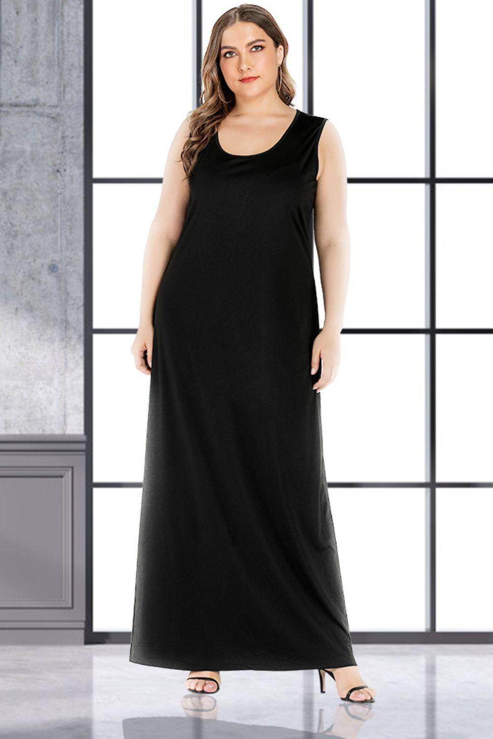 Trendsi plus size maxi tank dress in black for a stylish and comfortable look
