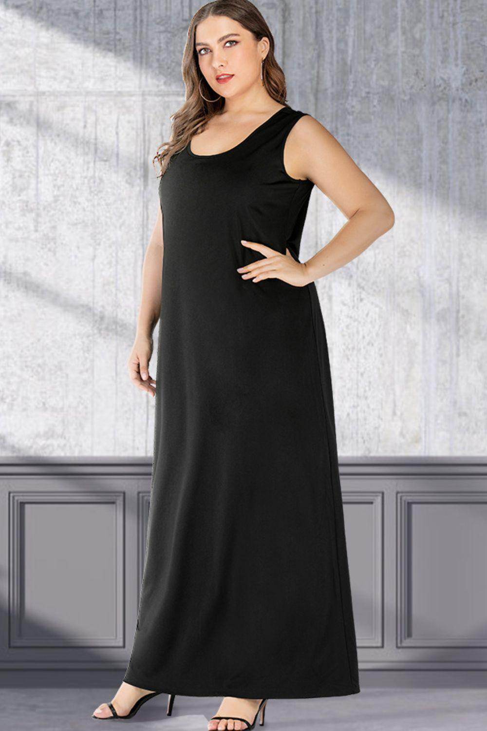 Trendsi Plus Size Maxi Tank Dress in Black with a Comfortable and Chic Fit for Any Occasion