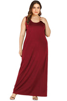 Trendsi Plus Size Maxi Tank Dress in Burgundy for Comfortable Summer Wear