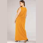 Trendsi plus size maxi tank dress in vibrant yellow featuring a relaxed fit and sleeveless design