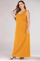 Trendsi plus size maxi tank dress in mustard yellow with a flowing silhouette for stylish comfort