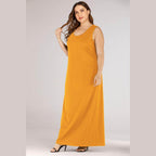 Trendsi plus size maxi tank dress in mustard yellow with a flowing silhouette for stylish comfort