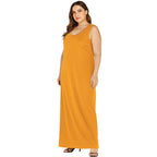 Trendsi plus size maxi tank dress in mustard yellow, perfect for casual outings and summer events