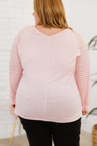 Women's Shirts - Plus Plus Size Sheer Striped Sleeve V-Neck Top