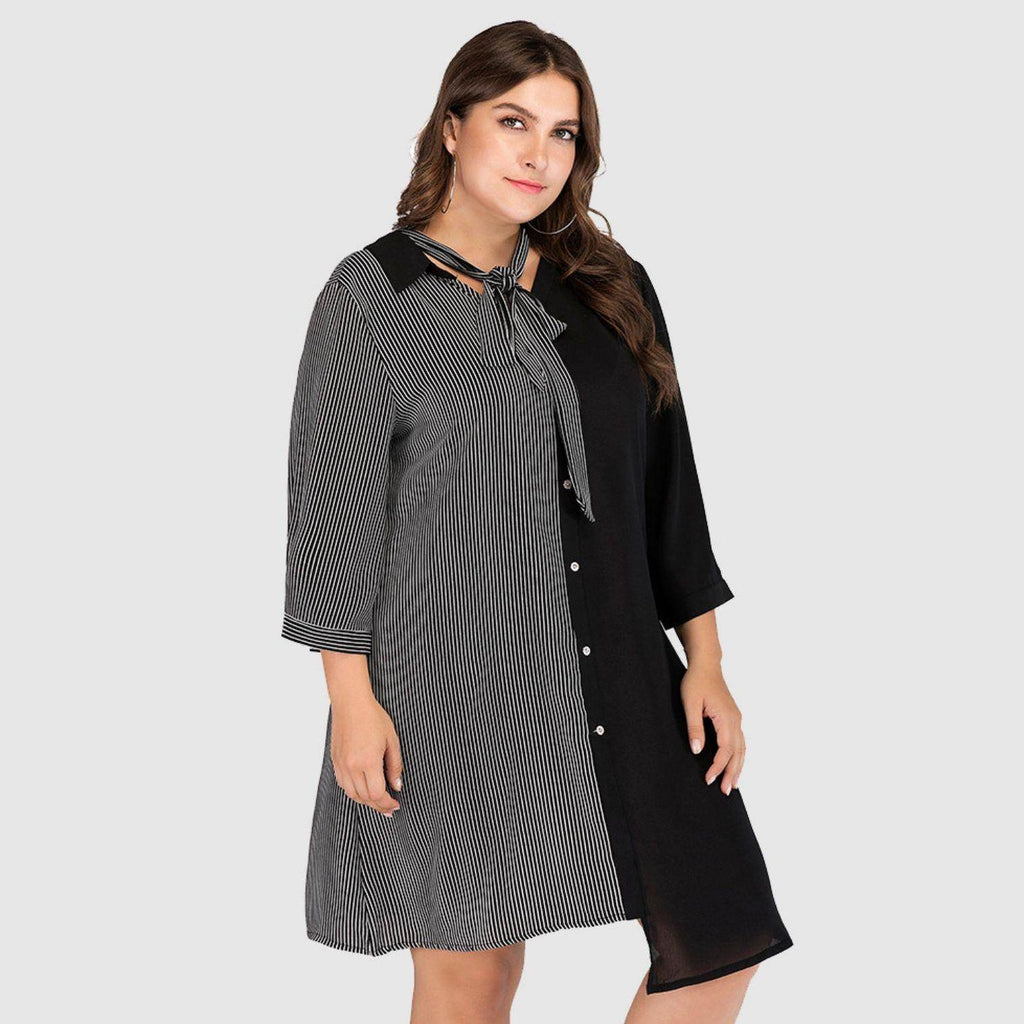 Trendsi plus size vacation dress with striped pattern and tie detail for stylish summer outings
