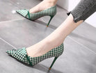 Women's Shoes - Heels Pointed Toe High Heel Pumps Houndstooth And Color Block...