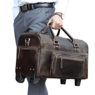 Premium leather wheeled duffel bag with sturdy handles for easy transport and stylish travel