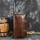 Premium leather wheeled duffel bag with a stylish design and durable construction for travel enthusiasts