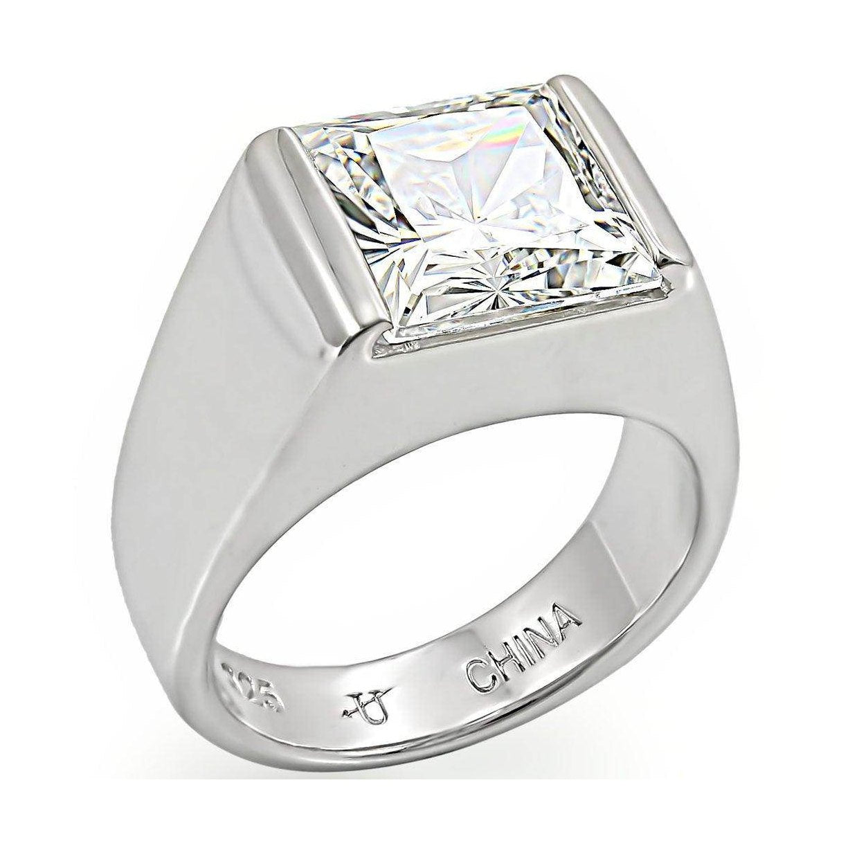 Sleek princess cut sterling silver ring featuring a brilliant square gemstone for elegant style