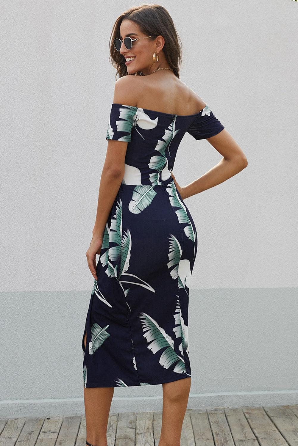 Women's Dresses Printed Off-Shoulder Split Dress