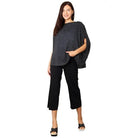 Trendsi women's printed round neck top in black with stylish design and relaxed fit
