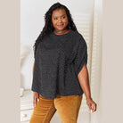 Trendsi Women's Printed Round Neck Top in Black with White Polka Dots for Casual Wear