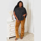 Trendsi Women's Printed Round Neck Top in black with white polka dots, paired with comfortable pants