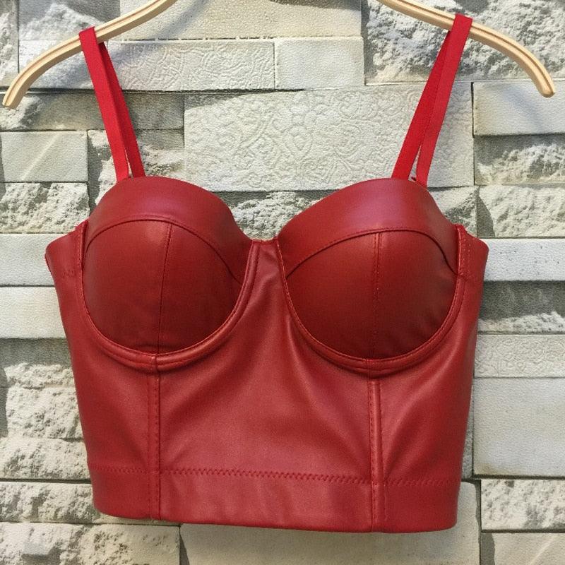 Pu Leather Bralette Cropped Top Clubwear Black Red Plus Size – VacationGrabs