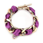Stylish purple chain link bracelet for women with gold accents and a chic design